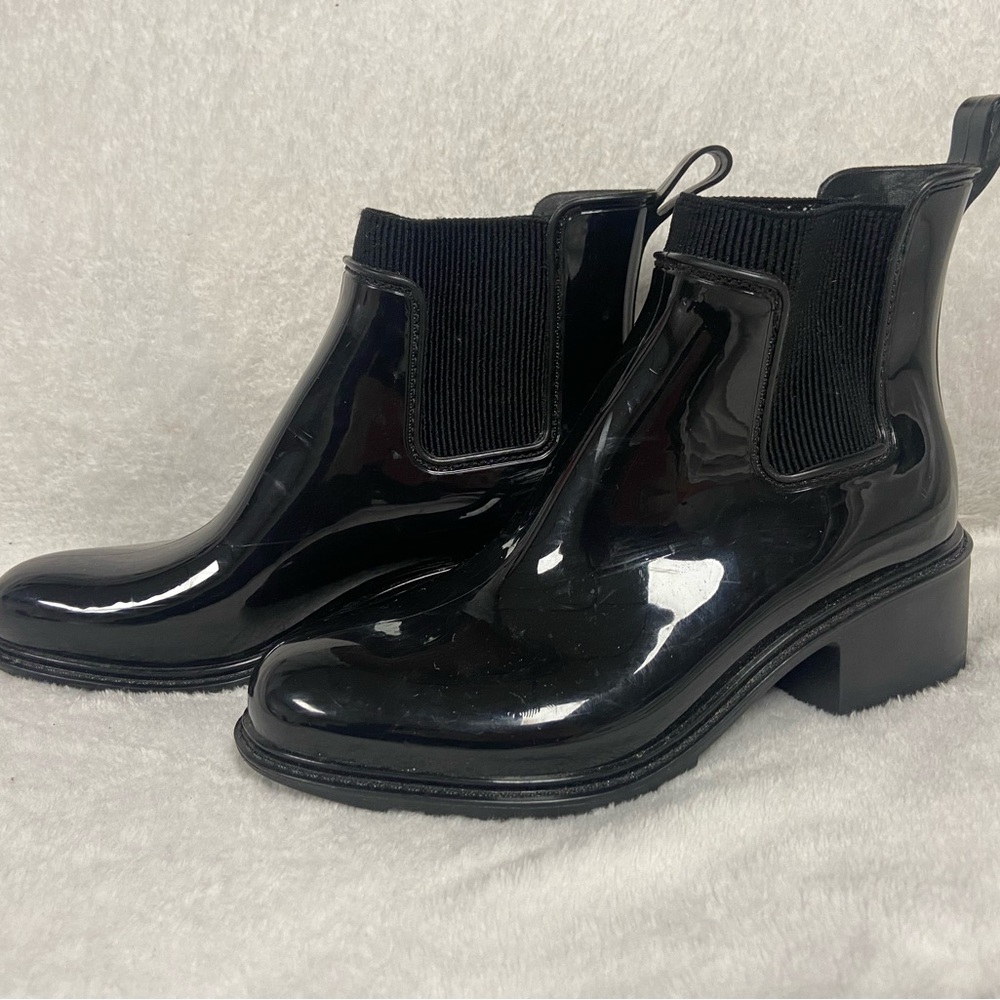 A New Day Black Camille Heeled Rain Boots Women’s Size 6